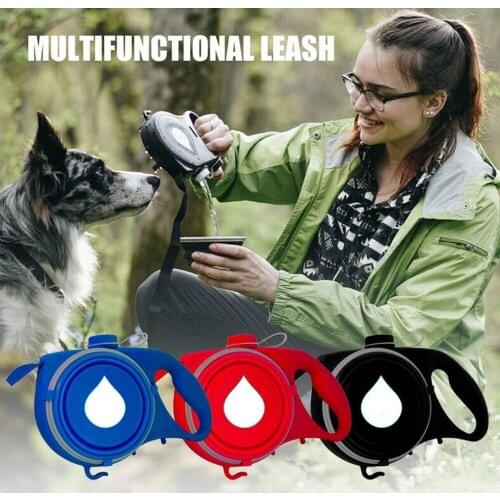 Retractable Dog Leash Nylon Foldable Travel Bowl Portable Puppy Water Bottle Outdoor Walking Running Traction Rope Pet Supplies