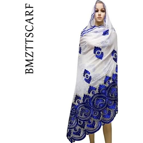 High Quality African Women Scarfs muslim embroidery soft cotton Splicing big scarf for shawls wraps pashmina BM946