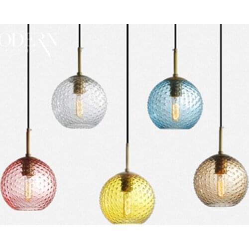 Modern Colorful Glass Pendant Lights Lighting LOFT LED Pendant Lamp Living Room Restaurant Indoor Decor Hanging Light Fixtures