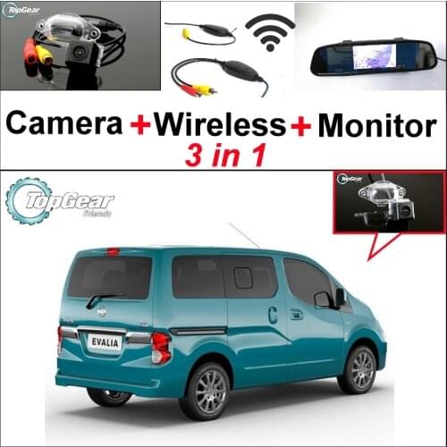 3 in1 Rear View Special Camera + Wireless Receiver + Mirror Monitor Easy DIY Back Up Parking System For Nissan NV200 Evalia