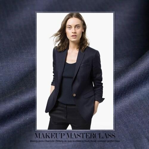 148CM breadth dark blue Herringbone 100% Linen Flax Autumn suit DIY clothes fabric Freeshipping