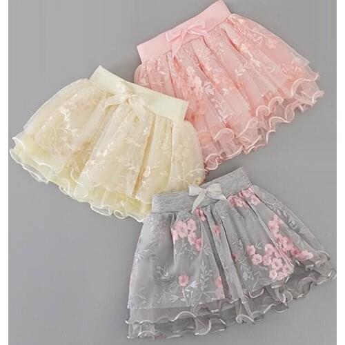 Children Floral Skirts Baby Toddler Clothes Girl Mesh Tutus Kids Party Birthday Dance Bow Cake Tutu Skirts Girls Princess Skirt