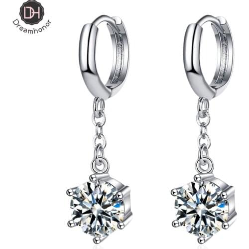 Dreamhonor 925 Sterling Silver Zirconia Crystal Rhinrston Drop Earrings For Women Fashion Silver Long Earrings Jewelry Wholesale