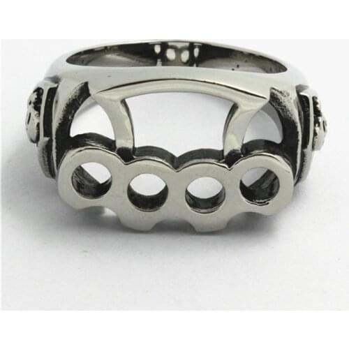 1pc Hot Selling Small Skull Four Circles Mens Boy Ring 316L Stainless Steel Wholesale Price Ring