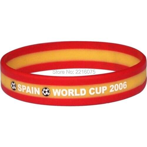 1000pcs Tri-color layer Flag World Cup Spain wristband silicone bracelets free shipping by DHL express