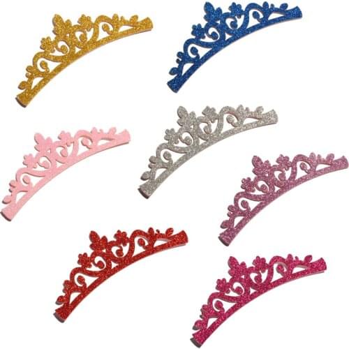 120PCS 18cm Fashion Glitter Nonwovens Felt Crown Patches for Hair Accessories Newborn Vintage Crown Appliques for Kids Headwear