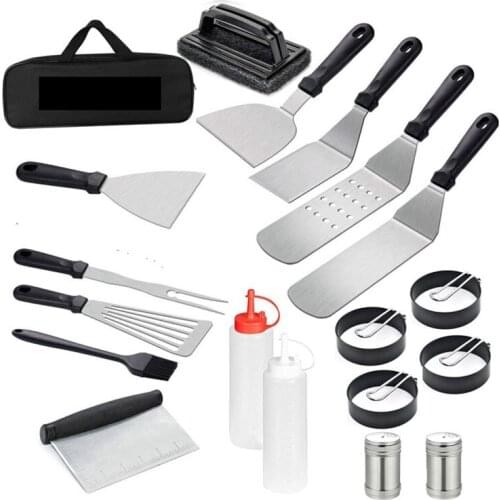 19Pcs Barbecue Grilling Accessories Utensil Stainless Steel BBQ Tools Set Combination Of Necessary Tools For Outdoor BBQ