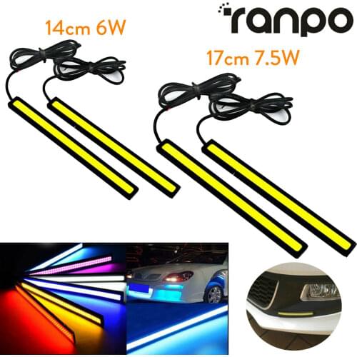 2Pcs 14/17CM Super Bright Car LED Fog Bulb COB Styling DRL DC 12V LED DIY DRL Car Fog Lights Day Running Light Strip Waterprof