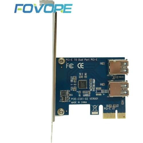 2 Slots PCI E 1 to 2 PCI Express 16X Slot External Riser Card Adapter Board PCIe Port Multiplier Card for Bitcoin Mining Machine
