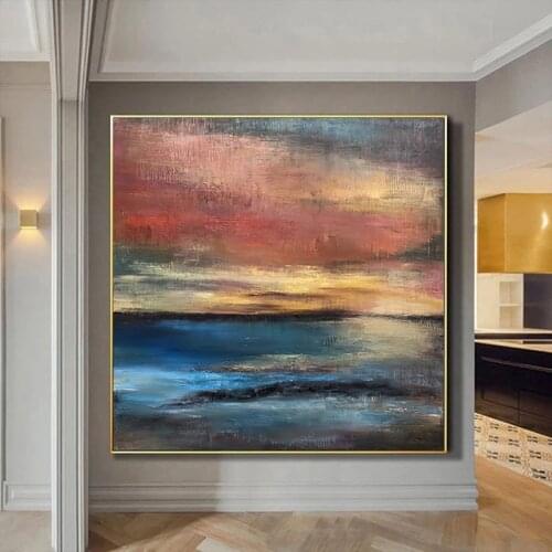 Abstract Paintings Hand Painted Oil Painting On Canvas Nordic Style Landscape Handmade Wall Art Modern Home Bedroom Decoration