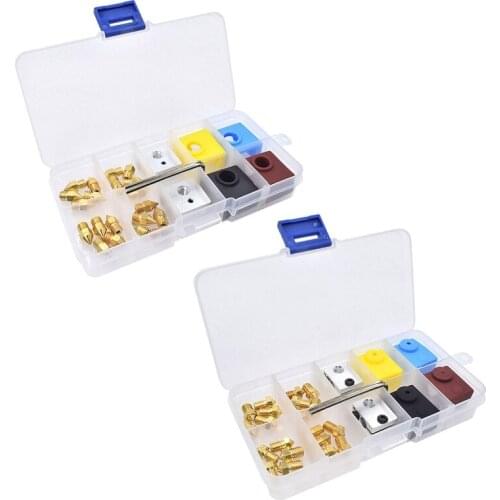 3D Printer Accessories MK8/E3D V6 Nozzles and Heating Block Silicone Sleeve Kit with Storage Case for CR-10 3D Printer