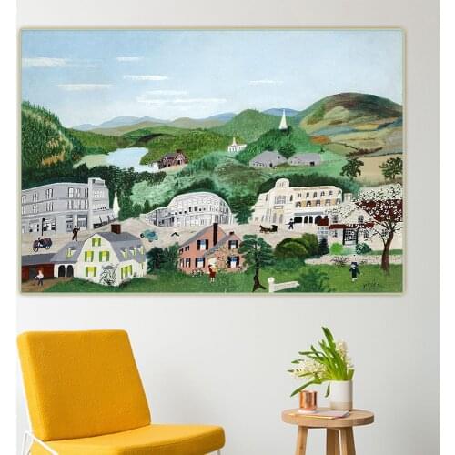 Anna Mary Robertson Grandma Moses《Street》Canvas Oil Painting Artwork Aesthetic Picture Poster Wall Hanging Decor Home Decoration