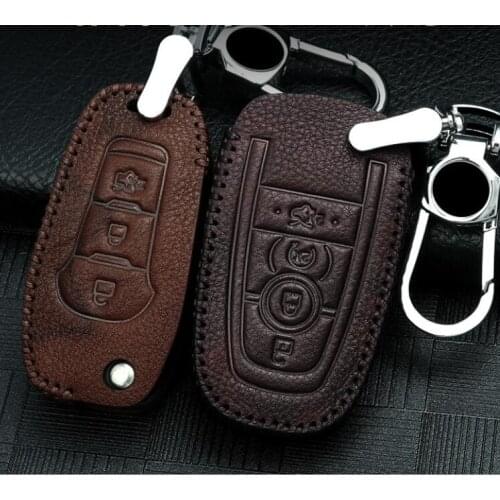 Car Leather Key Case Holder Chain For Ford Ranger Mustang Focus Galaxy Mondeo Transit Fiesta Escape Ecosport EXplorer
