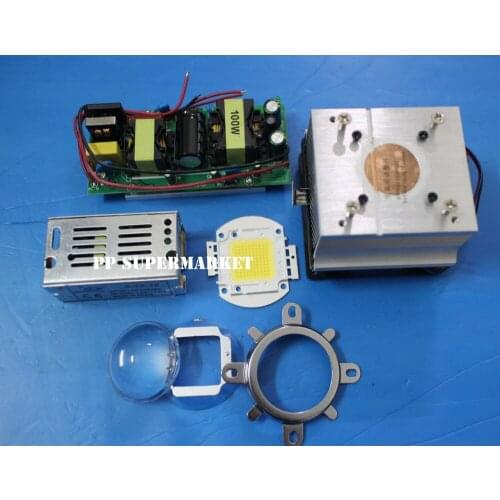 100Watt High Power White LED chip + 100W Heatsink Cooler +100W LED Driver +100W 44mm led lens kit