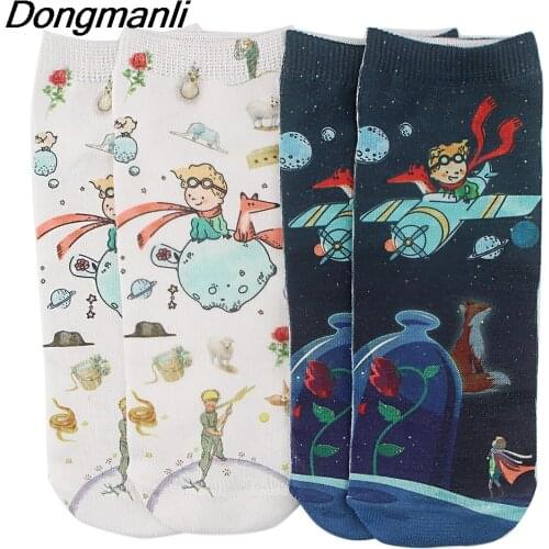 BG307 Dongmanli 1 Pair The Little Prince and Fox Socks Anime Funny Socks Anime Socks Cartoon Fashion High Quality Socks