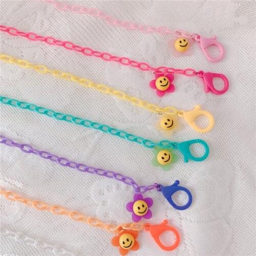 New Cute Colorful Flower Smily Anti-lost Face Cover Lanyard Mask Chain for Women Neck Chain Glasses Strap Necklace Strap Holder