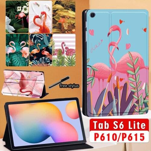 For Samsung Galaxy Tab S6 Lite 10.4 Inch 2020 P610 P615 Tablet Case SM-P610 SM-P615 Leather Stand Cover + Free Stylus