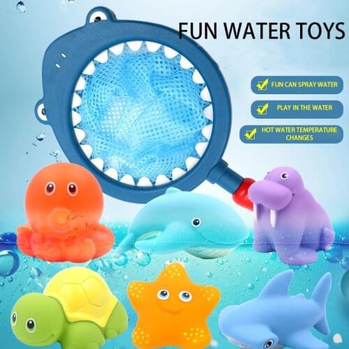 Baby Bath Toys Play Water Toys Animal Bathtub Games Squeeze Water Spray Color-changing Bath Toys Children Shower Set