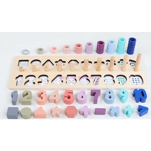 DHL 20set Preschool Wooden Toys Count Geometric Shape Cognition Match Baby Early Education Teaching Aids Math Toys