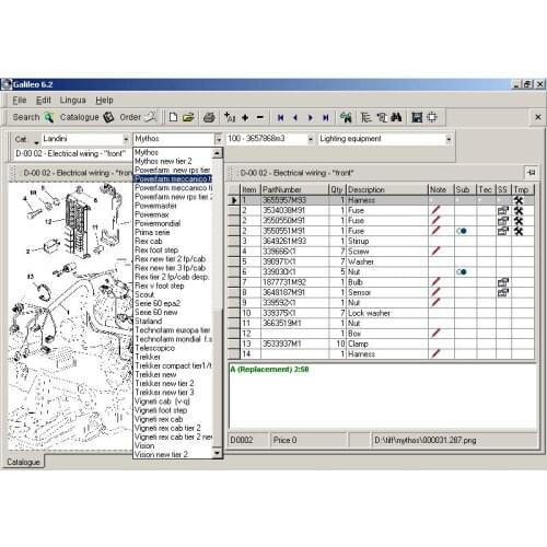 Landini 7.3 Galileo electronic spare parts identification catalog
