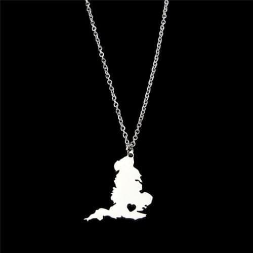 European And American Ornaments British Stainless Steel Map Pendant Necklace