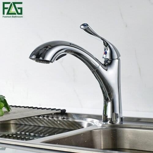 FLG New Arrival Kitchen Faucet Spring Style Kitchen Robinet Nickel/Chrome Pull Out Sink Tap Pull Down Cold Hot Water Mixer