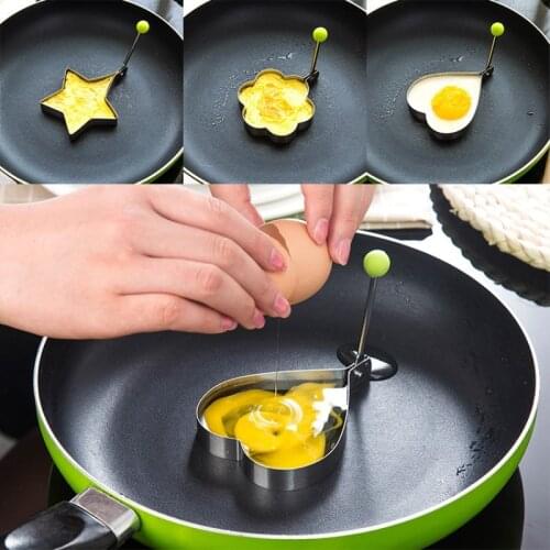 Egg Mold Heart Star Round Flower Shape Omelette Biscuit Frying Mould Kitchen Sweet Breakfast Cooking Tools 5PCS