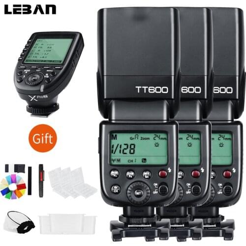 Godox 3pcs TT600 Built-in 2.4G Wireless Camera Flashes Speedlites with Xpro Transmitter for Canon Nikon Sony Fuji Olympus