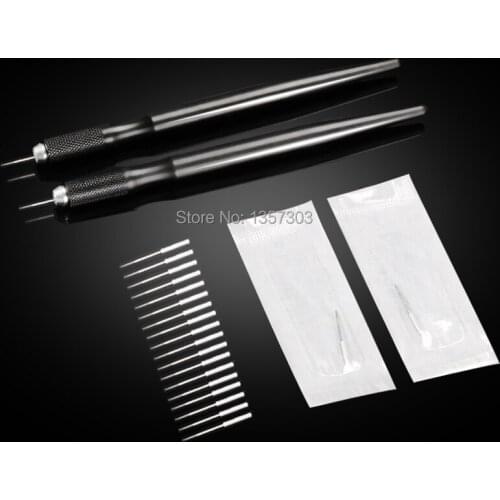 500 pcs 3RL Microblading Needles Fog Eyeborw Semi Permanent Makeup Blade Shading Round Fog Eyebrow Tattoo Needle for manual pen