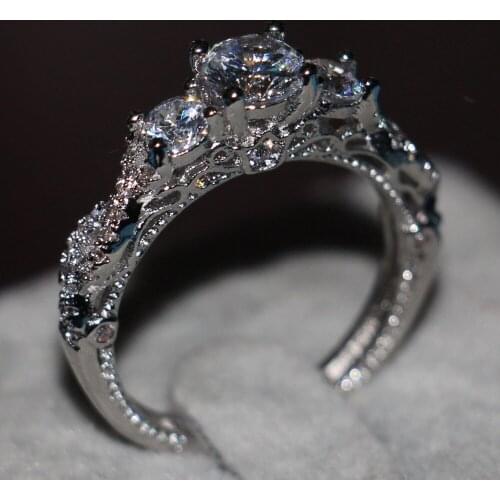 Choucong Jewelry Three-stone Genuine Stone 5A Zircon Cz ring 925 Sterling Silver Women Engagement Wedding Band Ring