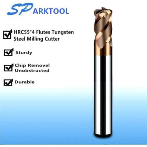 HRC55 Corner Rounding Carbide end mill Alloy Coating Tungsten Steel Cutting Tool 4Flutes Milling Cutter CNC maching End mill