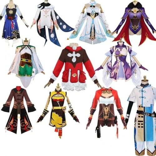Game Genshin Impact Venti Hutao Keqing Lumine Mona Kazuha Cosplay Costume Women Full Set Halloween Party Role Play Uniform Dress