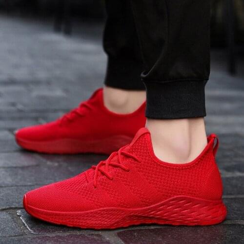 Breathable Men Sneakers Black Red Male Shoes Adult High Quality Comfortable Non-slip Brand Men Casual Shoes Summer Size 36-49