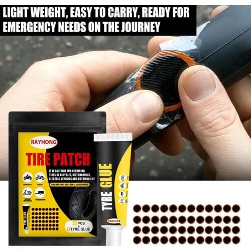 Round/Square Rubber Bicycle Tire Patch Car Truck Tire Inner Tube Patching Tyre Filler Glue Free Cold Patch Sealant Fix Portable