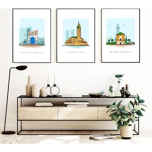 Marrakech Morocco Travel City Wall Art Canvas Painting Nordic Posters and Prints Wall Pictures for Living Bedroom Decoration