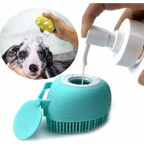 Dog Bath Massage Gloves Brush Soft Safety Silicone Heart-shaped Puppy Cat Pet Kitten Cleaning Supplies Dog Wash Tools