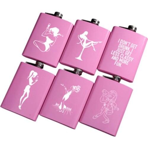 Mini Hip Flask 8oz Pink Alcohol Flask Stainless Steel Bachelorette Party Wedding Gift for Bridesmaids Dropshipping