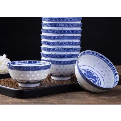 4.5 inch Rice Bowl Jingdezhen Blue and White Porcelain Tableware Chinese Dragon Dinnerware Ceramic Ramen Soup Bowls Food Holder