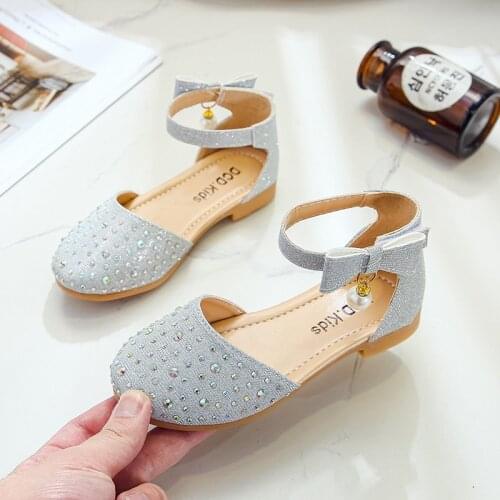 New Summer Little Girl Shoes Children Princess Shoes For Girls Sandals Flats Shiny Rhinestone Enfants Toddler Baby Party Shoes