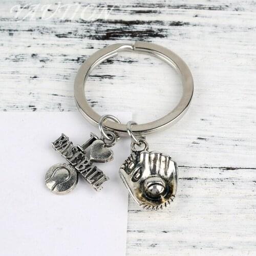 New Fashion Keychain i love baseball Pendants DIY Men Jewelry Car Key Chain Ring Holder Souvenir For Gift Baseball glove