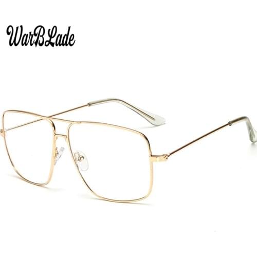 WarBLade Vintage Gold Metal Frame Eyeglasses Mens Womens Sun glasses Retro Square Optical Lens Eyewear Nerd Clear Lens Glasses