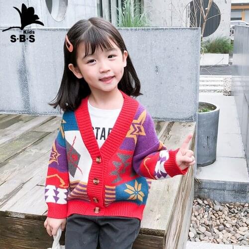 Autumn New Design Toddler Girl Sweater Baby Girls Clothes Teenage Girls Top Casual Long O-Neck Print Knitting for 3-8 Years Girl