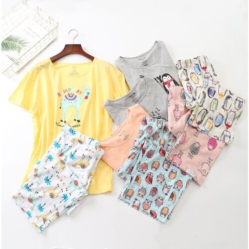 Short Sleeved Korean Cartoon Printing Pajamas Tall Woman Loungewear Pyjamas Women Pijama Summer Plus Size Sleepwear Lingerie 3XL