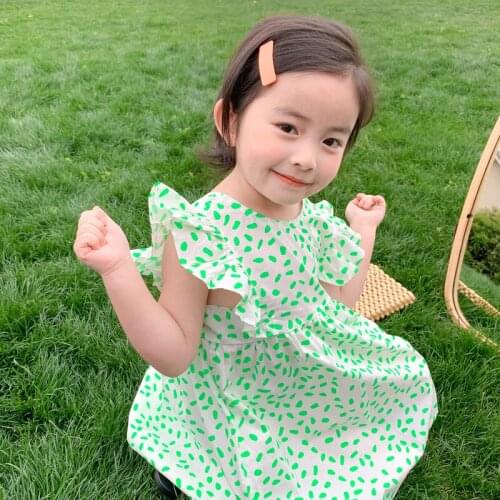 Backless Baby Girls Dresses 2020 Summer Childrens Clothes Ruffles Sleeve Beach Dress Birthday Party Princess Print Dresses