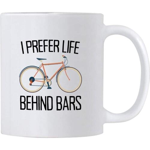 Casitika Cycling Gifts for Men and Women. I Prefer Life Behind Bars. Humorous Bicycle Novelty 11 oz Mug