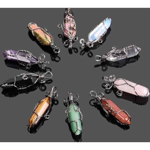 1pc Natural Crystal Stone Tree of Life Pendant Hexagonal for Charms Women Jewelry Making Wicca DIY Necklace Chain Accessories