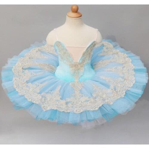 Professional Ballet Tutu For Girls Child Kids Swan Lake Costume Blue Ballet Dress Adult Women Pancake Tutu Girls Stage Dancewear