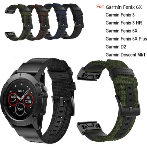 Nylon Quick fit band for Garmin Fenix 6x 5x plus smart watch replacement bracelet strap 26mm sport wristband for Fenix 3 3HR