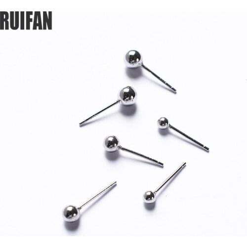 Ruifan Wholesale White Gold 3 Size Small Beads 925 Sterling Silver Earrings for Women Girls Korean Earring Fine Jewelry YEA381