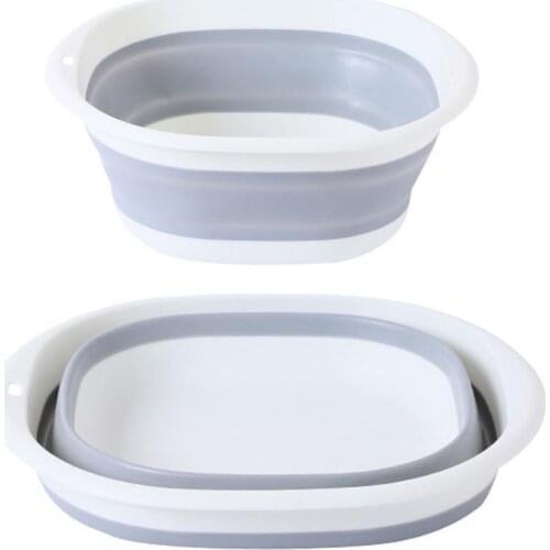 Folding Round Wash Basin Silicone Dish Tub Vegetable Washbasin Washtub Home Storage Clothes Vegetable Kitchen Camping Car Wash